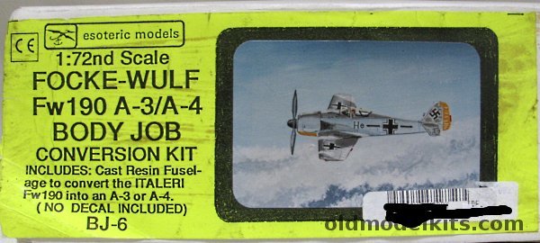 Esoteric 1/72 Focke Wulf Fw-190 A-3/A-4 - Conversion Kit, BJ-6 plastic model kit
